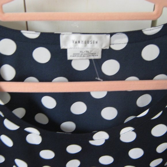 Van Heusen Navy and White Polka Dot Blouse - Picture 3 of 3